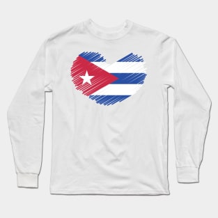 Cuba Heart Design Flag Long Sleeve T-Shirt